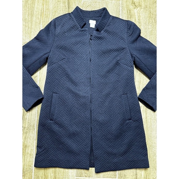 Chico's Travelers Navy Open Front Blazer Jacket Small 4 6 Travel NWOT Minimalist - Picture 2 of 9